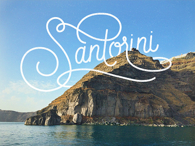 Cliffs of Santorini lettering script travel type typography