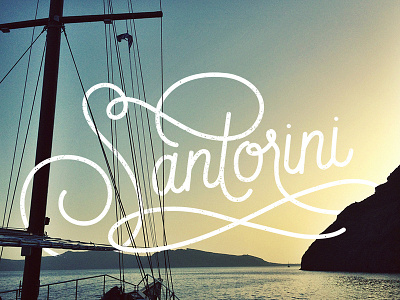 Santorini by boat lettering script travel type typography