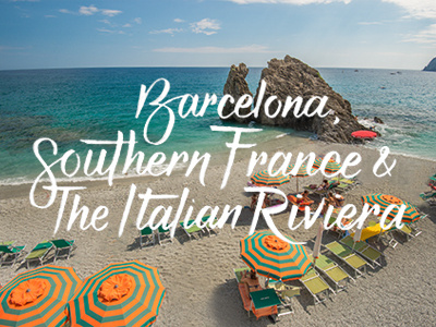 Barcelona, Southern France & The Italian Riviera brush script handdrawn lettering script type typography