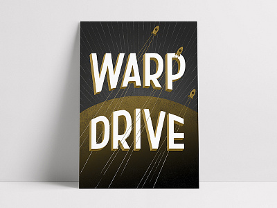 Hackathon Posters: Warp Drive design handdrawn lettering planets poster rocket space type typography