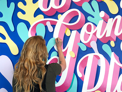 Mural Assisting with Lauren Hom 🖌 handdrawn type lettering mural painting type typography