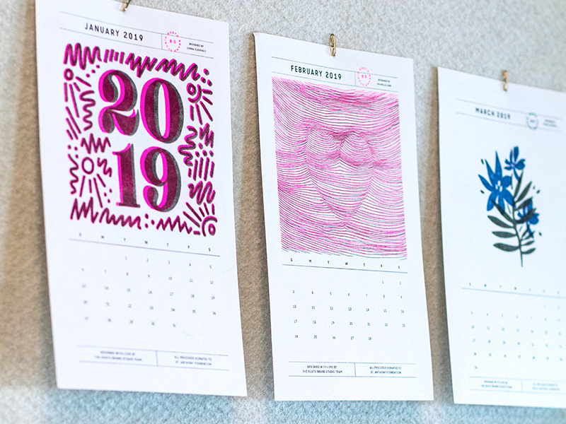 2019 RISO Calendar handmade printing 2019 risoprint print riso calendar design illustration handdrawn lettering typography