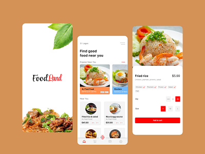 Foodland app app app design branding card design design food interaction logo mobile product design ui uiux user experience user interface ux