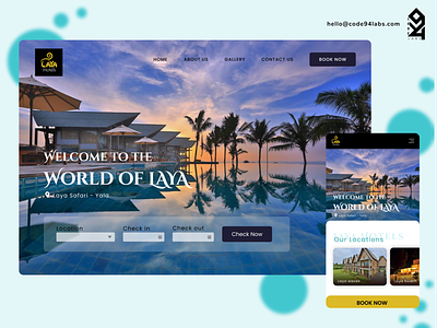 Laya hotels - Web design blue glass effect ui ux design