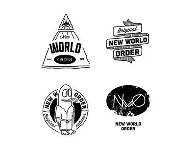 New World Order sketch absurd emblem logo sketch vintage