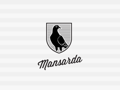 Mansarda badge bird emblem logo pigeon shield
