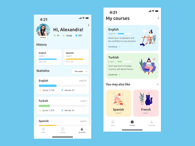 Language learning app — UI/UX concept