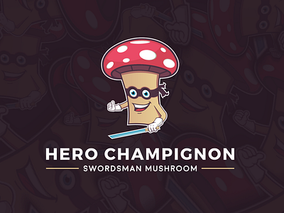 Hero Champignon art branding design hero illustration illustrator logo mushroom ninja sword vector web