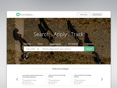 Home application college landing page search ui wesbite
