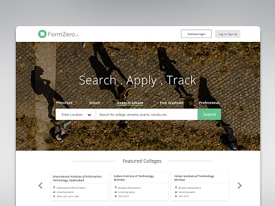 Home application college landing page search ui wesbite