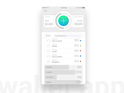 Wallet App app expense manager ios minimal money ui ux wallet