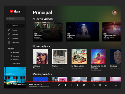 YouTube Music - Windows App (UI) app app concept app redesign design figma graphic design redesign ui