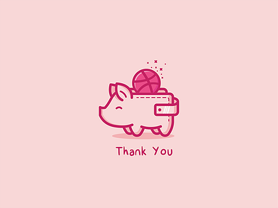 Dribbble debuts dribbble illustration invitation mascot pig playful wallet