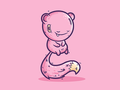 Pinky Kiky character cute illustration illustrator monster pink tail vector