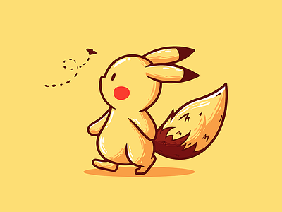 Pikavee cute eevee fanart illustration pikachu pokemon vector