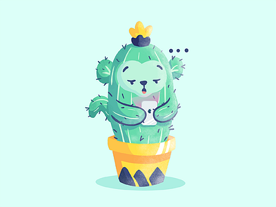 Monkey Cactus animal cactus character illustration illustrator monkey playful ui vector