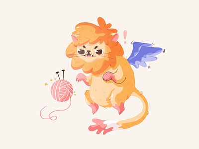 Manticore Cat cat character cute fantasy illustration illustrator manticore monster playful playing procreate vector