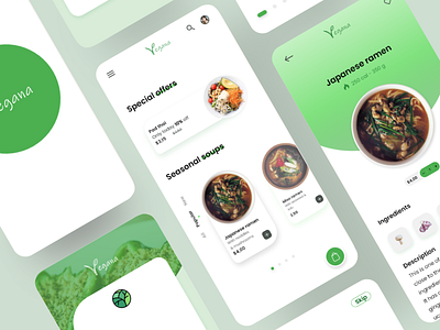 Vegana App - Delivery de comida para veganos/ vegetarianos app branding design logo ui ux vector