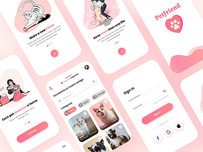 PetFriend - Pet Adoption App app design illustration ui ux