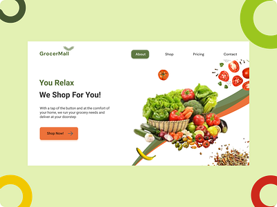 GrocerMall Landing Page branding design illustration logo typography ui ux web