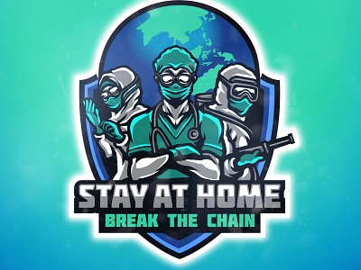 Stay at home - Break the chain campaign character coronavirus covid19 gaming gaminglogo sports stayhome