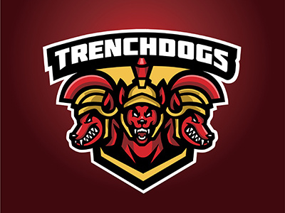 Trenchdogs - Cerberus head with trojan helmet