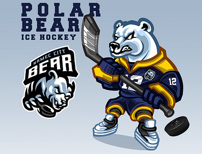 Polar Bear ICE HOCKEY - Sports mascot design character ice hockey illustration logo mascot polar polarbear sports