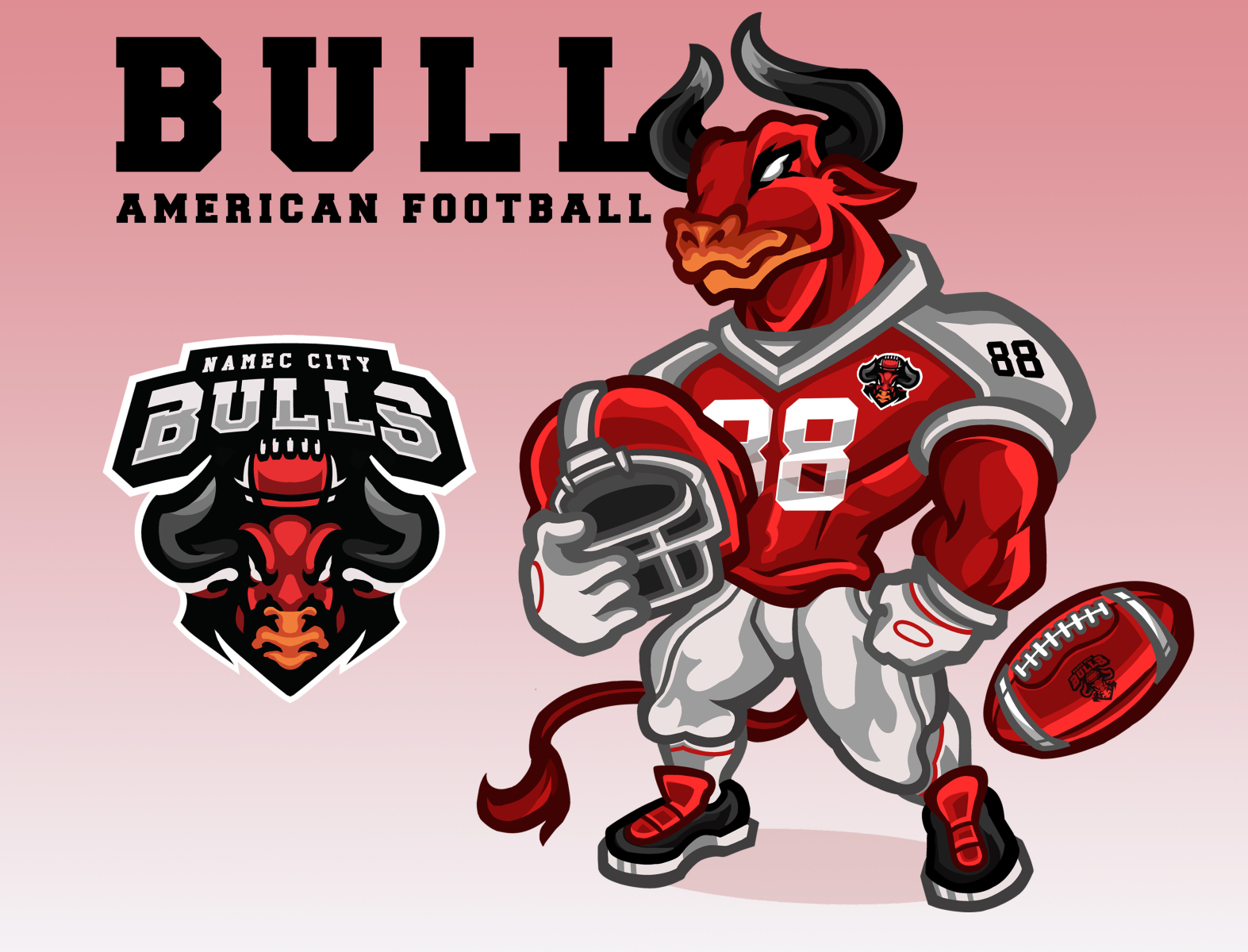 Bull American Football - sports mascot by Muhammad Wildan on Dribbble