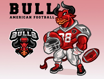 Bull American Football - sports mascot american football branding bull character gaminglogo mascot sports sportslogo