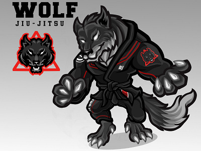 Wolf Jiujutsu - Sport mascot design brazilian jiu jitsu character design esports illustration jiujitsu logo mascot sports sportslogo wolf