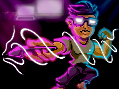 Glowing Artist midnight artist character game game design illustration illustrator mascot studio