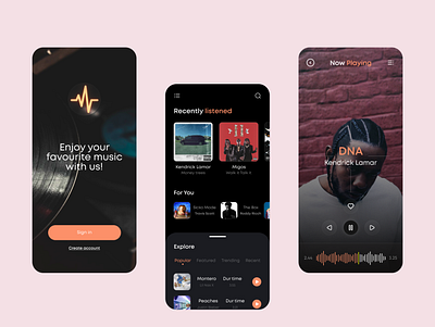 Music streaming app app branding design designer graphic design illustration mobile music music streaming redesign streaming typography ui vector