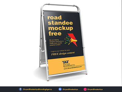 PSD Free Road Standee Mockup Download