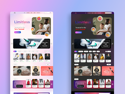 Online Shop Design Concept dark mode light mode minimal ui user interface web design
