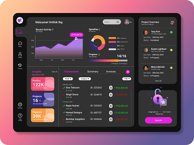 Dashboard Service Design for a Design Studio dark mode dash dashboard designfigma light mode minimal ui user interface web design