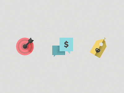 3 Icons chat icon icons money sale tag target