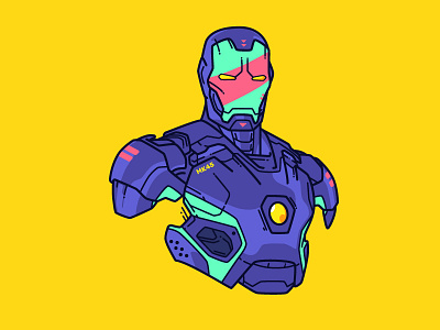 Iron Man Mark XLV avengers cyberpunk illustration iron man line art marvel portrait vector