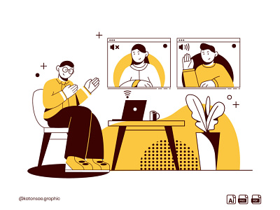 Online Meeting Flat Illustration