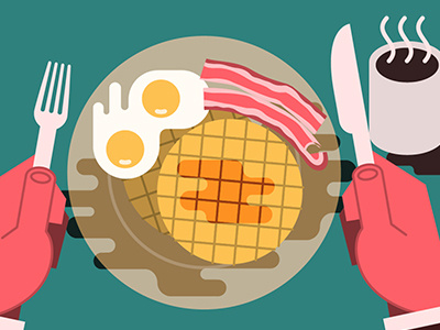 Greasy Breakfast bacon breakfast coffee eggs explainer graphics illustration motion toronto video waffles wip