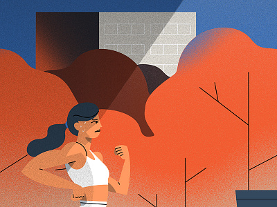 Run before dawn character city dawn design gym runner woman workout
