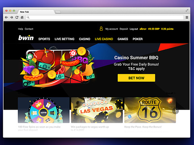 Hero Banner UX UI casino gambling promotions responsive design ui ux webdesign