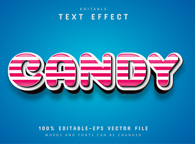Candy 3d editable text effect app branding design icon illustration logo typography ui ux vector web