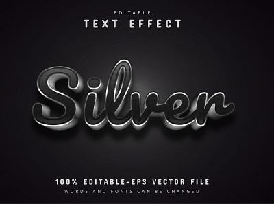 Silver text effect editable animation branding clean design graphic design illustration logo typography vector web website