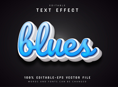 Blues text effect editable animation app branding clean design graphic design illustration logo minimal vector