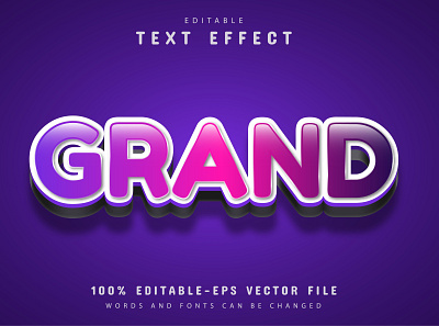 Grand text effect editable animation app clean design graphic design illustration minimal typography vector web