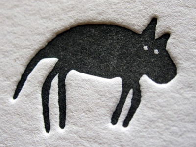 Black Wolf black business card identity letterpress logo paper petroglyph print white wolf