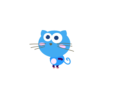 Little cat blue animation cartoon character illustration motion graphics