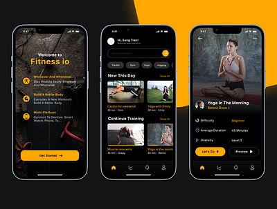 Fitness io - Workout Apps app design fitness fitness app graphic design icon ui ux vector workout workout app