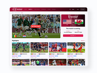 Watch football - Case Study clip design football live match ui ux video web website