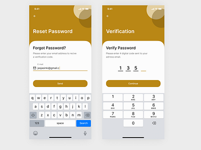 Barber app - reset password app barber barbershop digital code email forgot password mobile mobile app design password reset reset password ui ux verification verify password